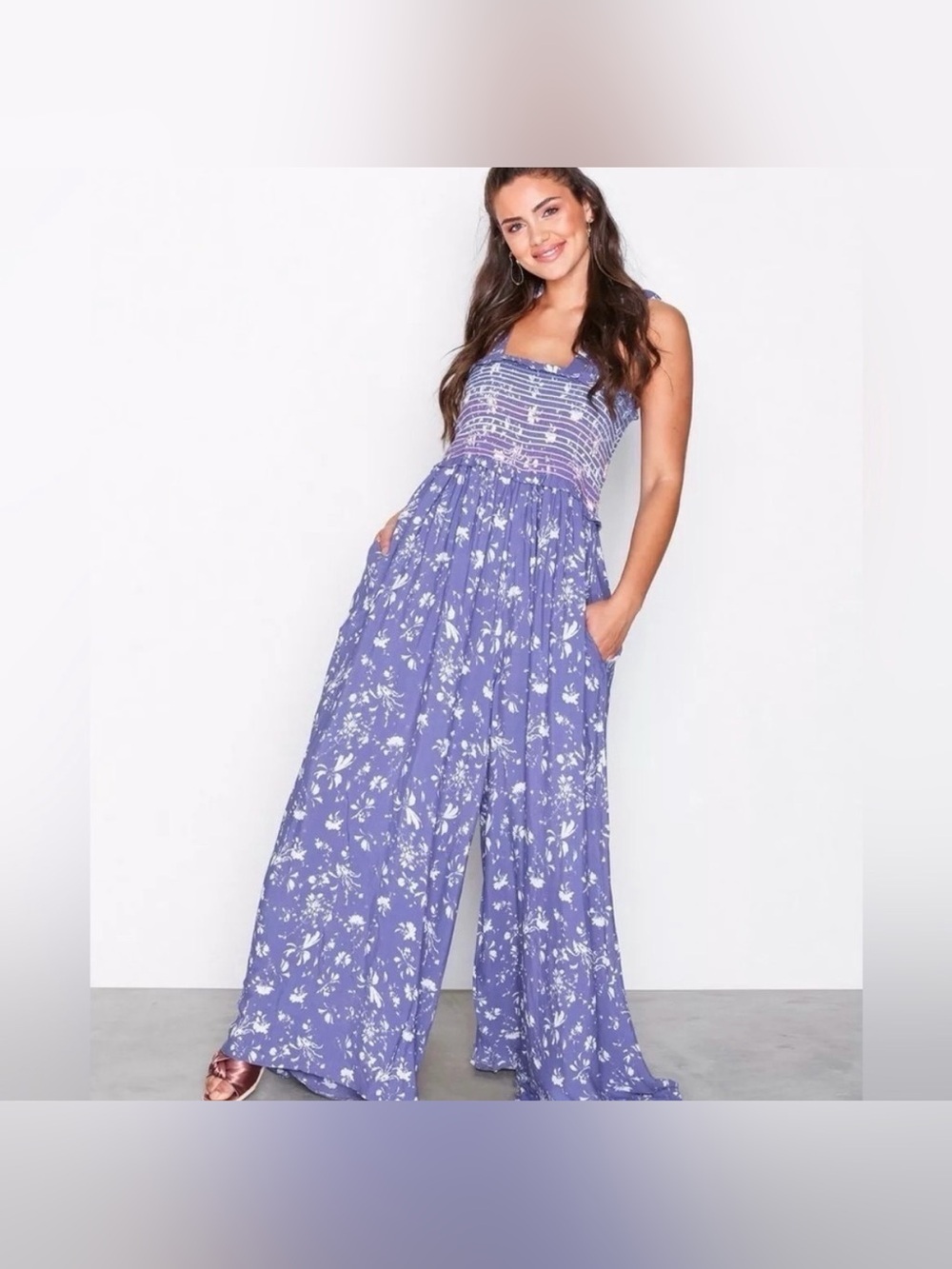 Free People Color My World Boho Comfy Cottagecore Jumpsuit Size Small